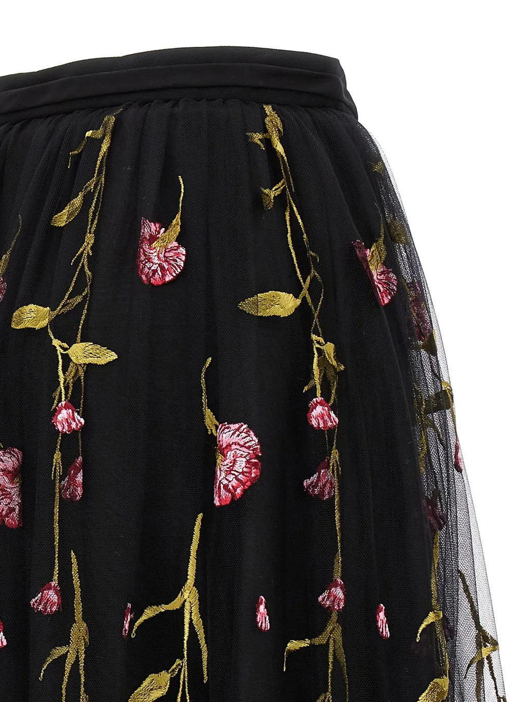 Maxi Tulle Skirt With Floral Embroidery