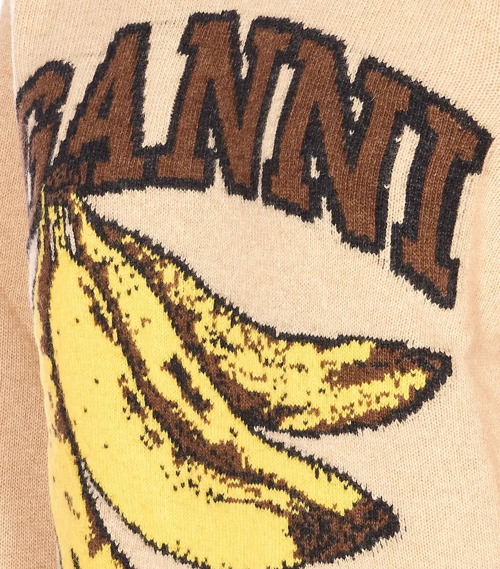 Sweater With Bananas And Logo Ganni