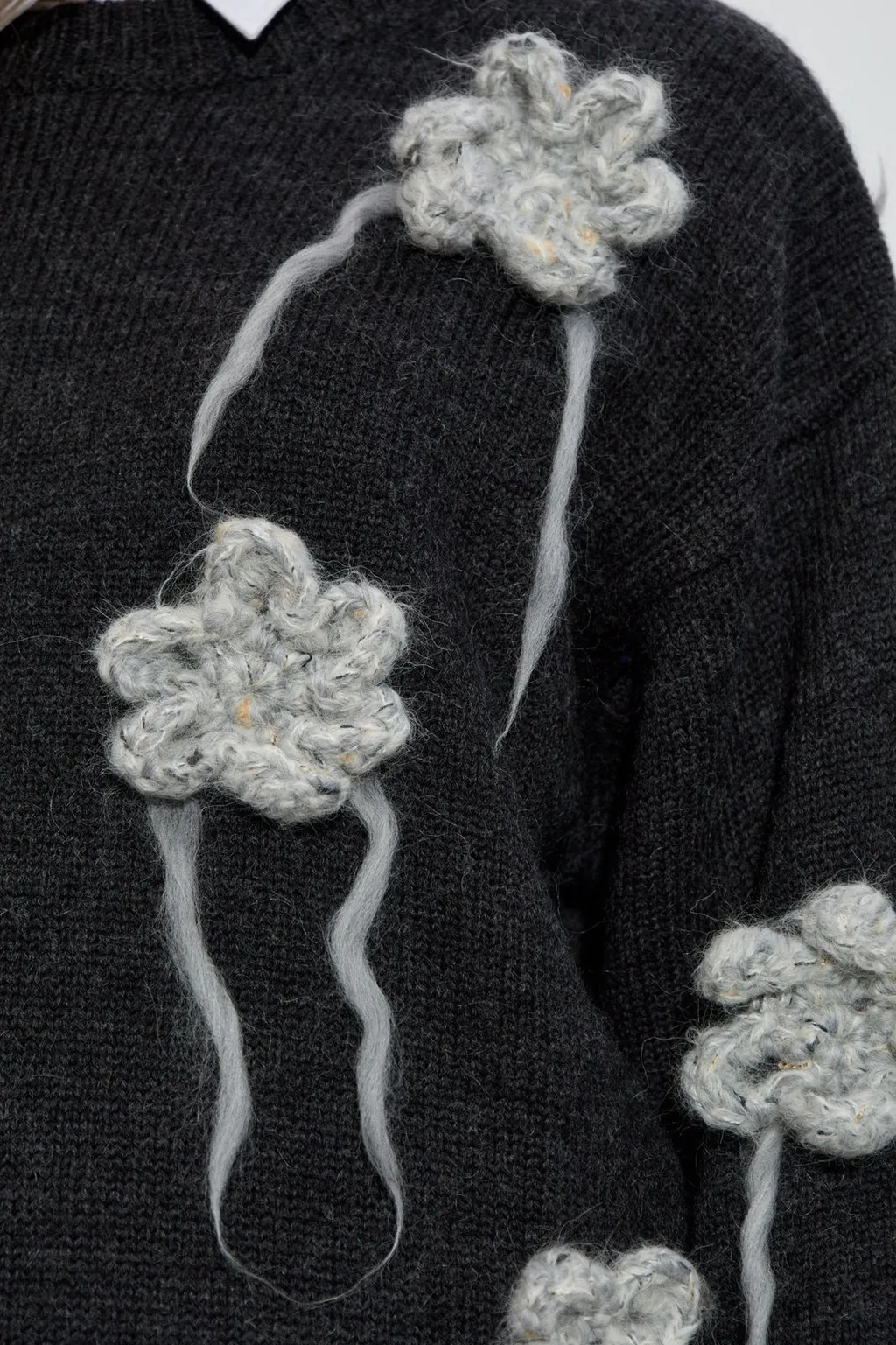Knit Sweater With Floral AppliquÉS