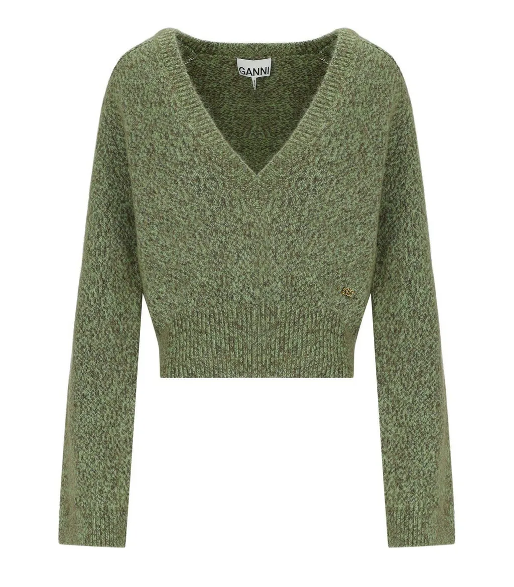 V-Neck Cropped Sweater