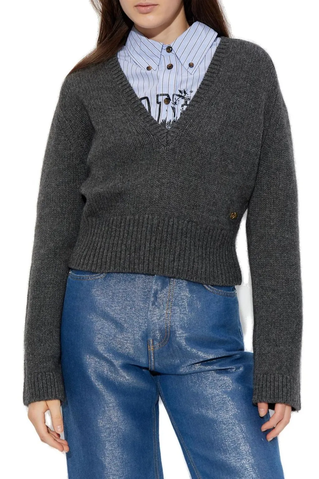 V-Neck Cropped Sweater