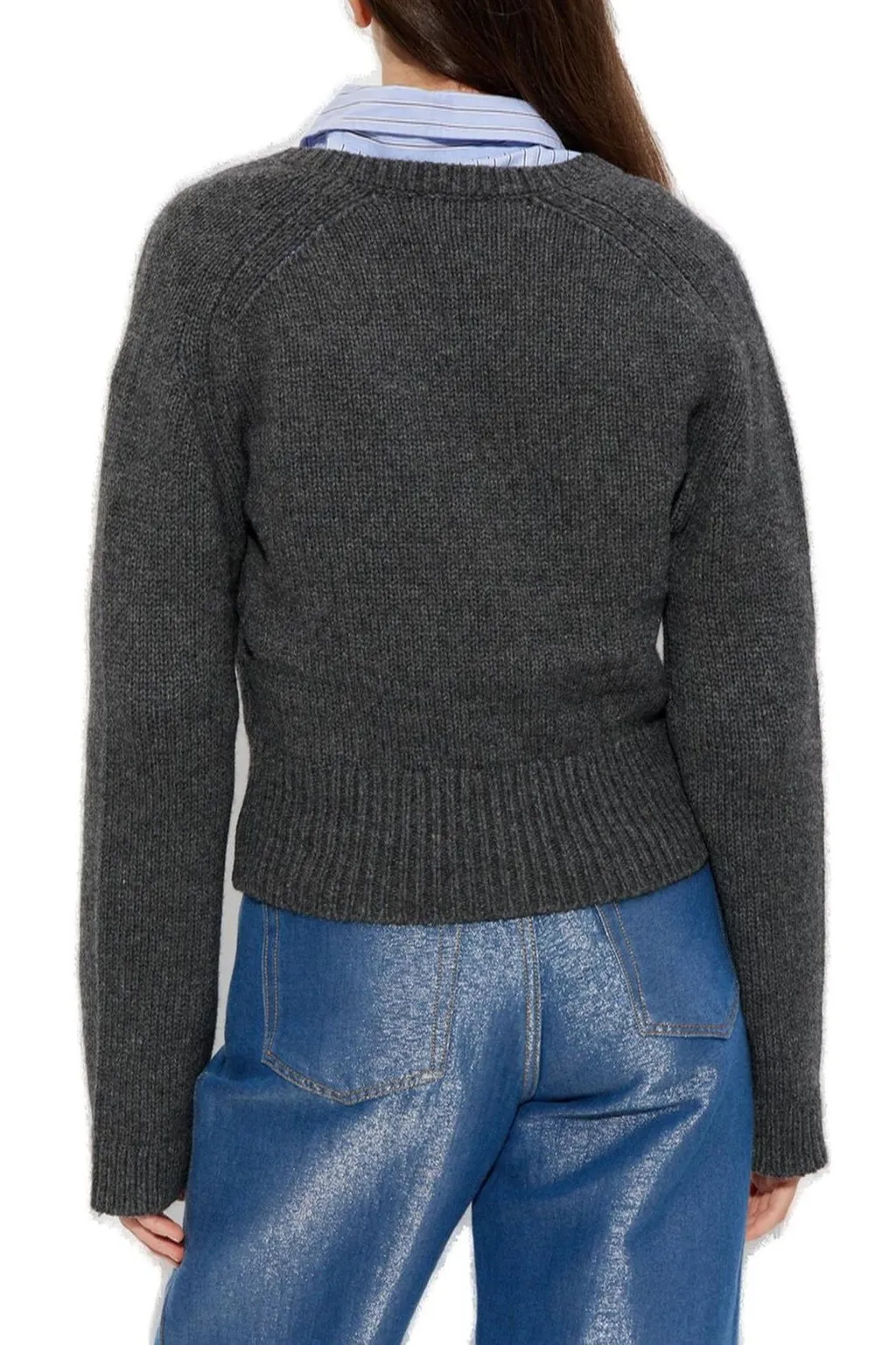 V-Neck Cropped Sweater