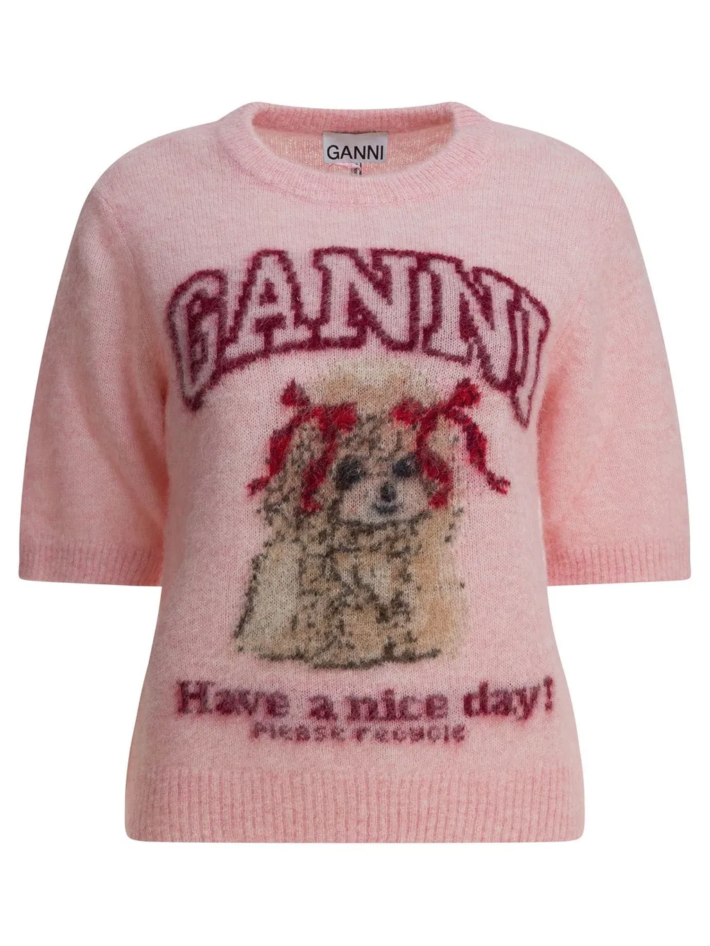 Knit Sweater With Dog Graphic