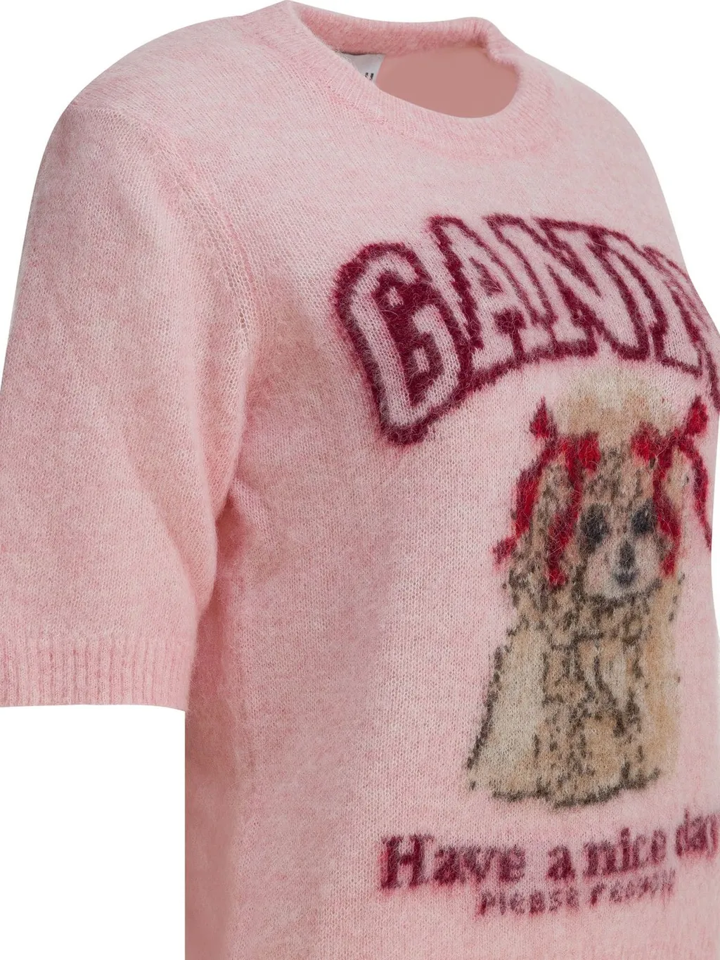 Knit Sweater With Dog Graphic