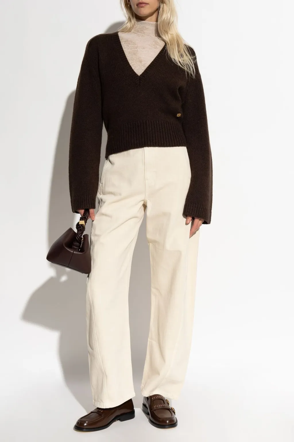 V-Neck Cropped Sweater