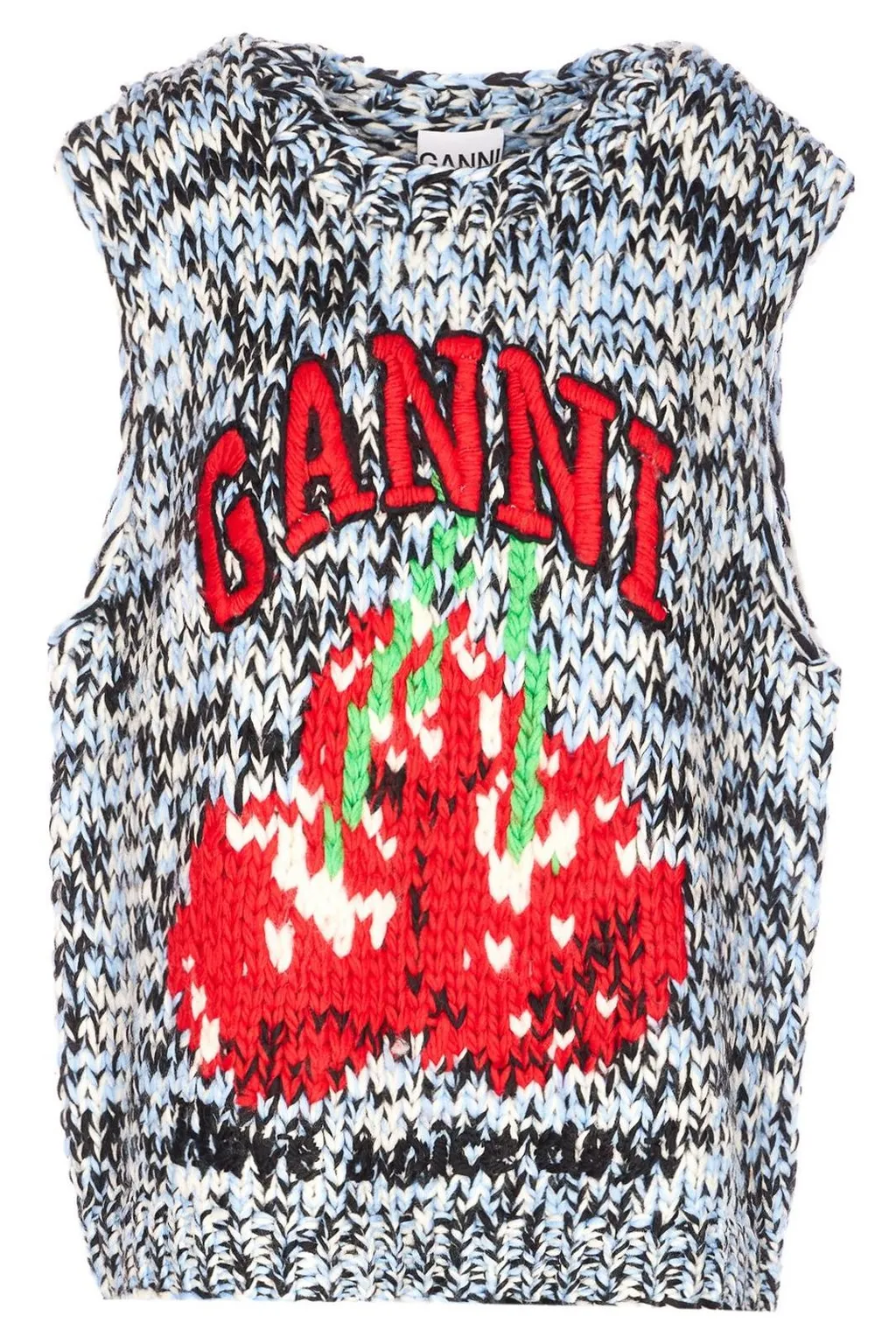 Knitted Vest With Cherry Appliqué