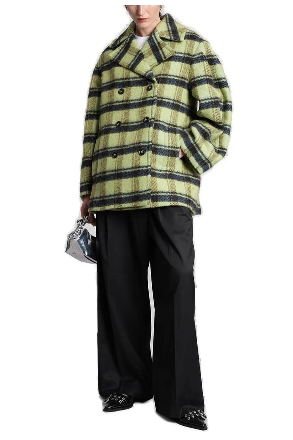 Double-Breasted Plaid Jacket