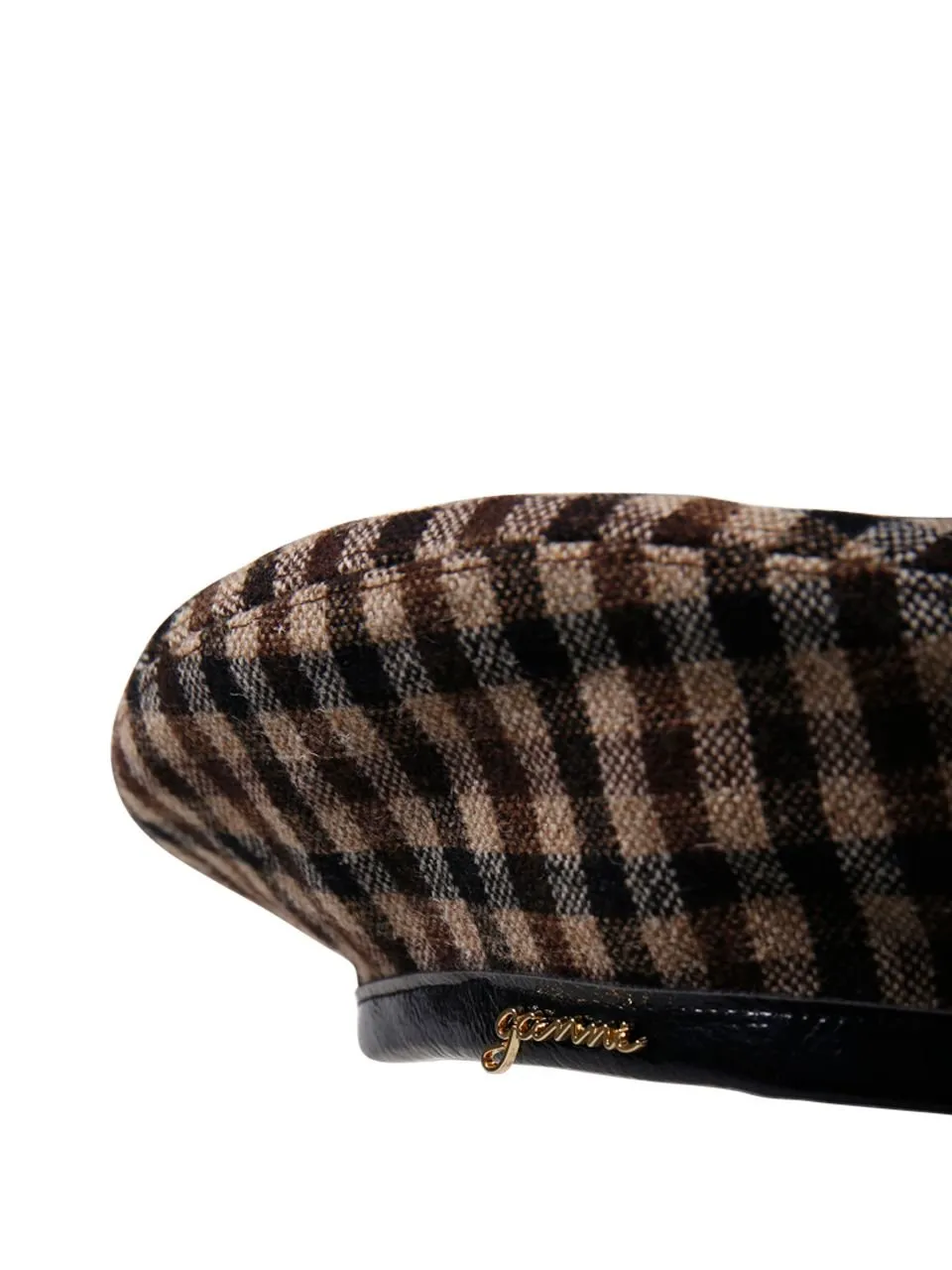 Checked Wool Blend Beret