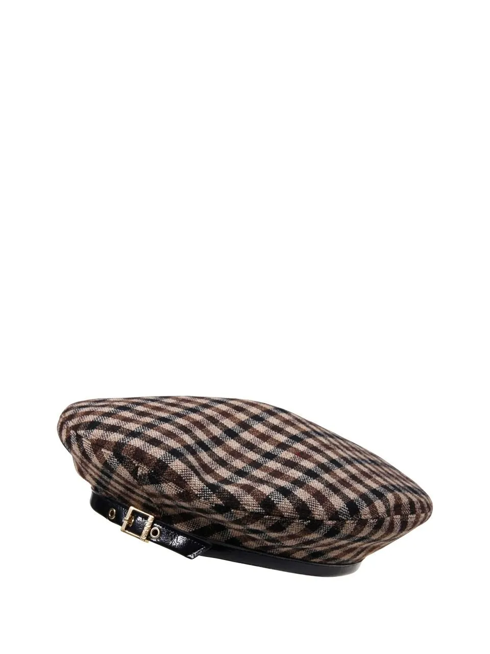 Checked Wool Blend Beret