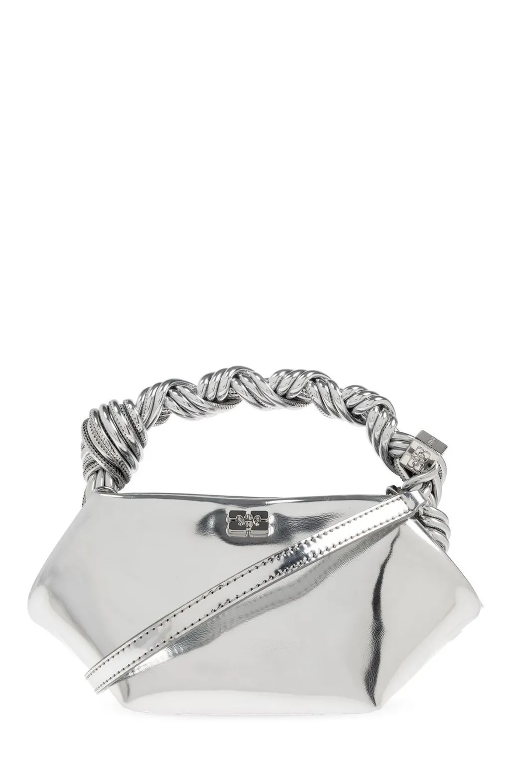 Geometric Metallic Top Handle Bag