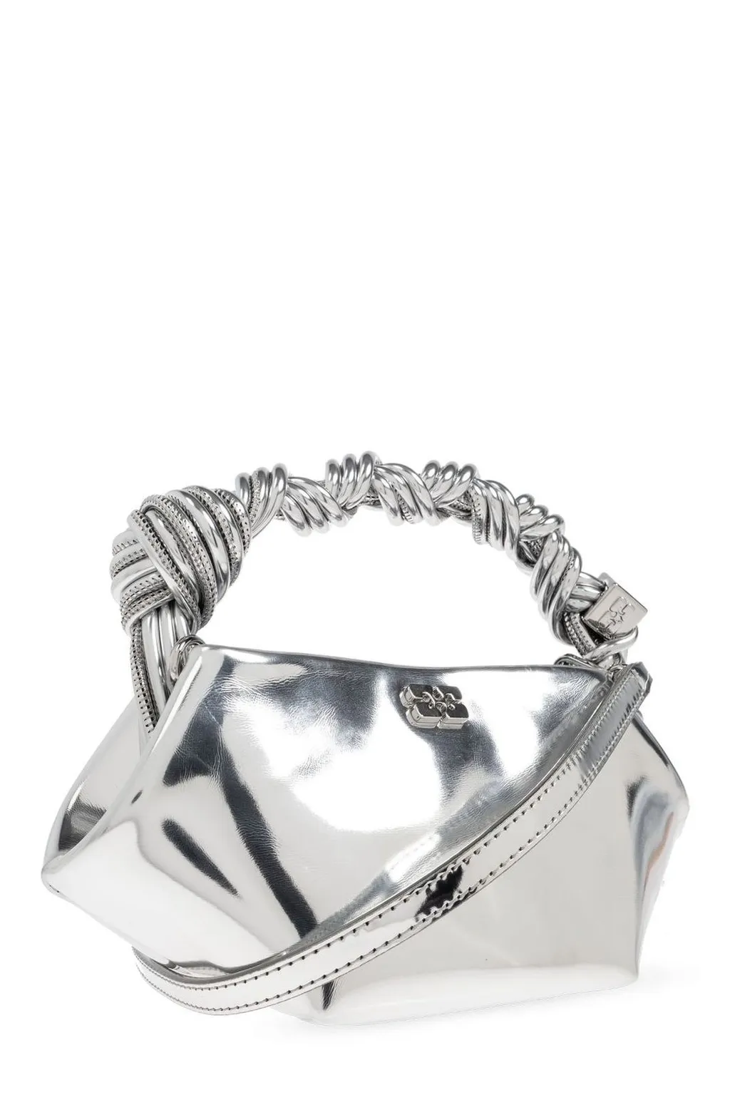 Geometric Metallic Top Handle Bag