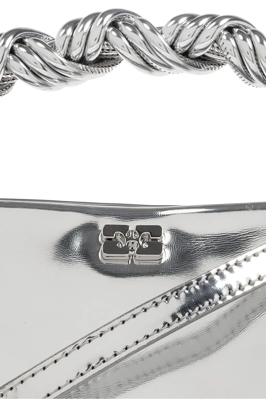 Geometric Metallic Top Handle Bag