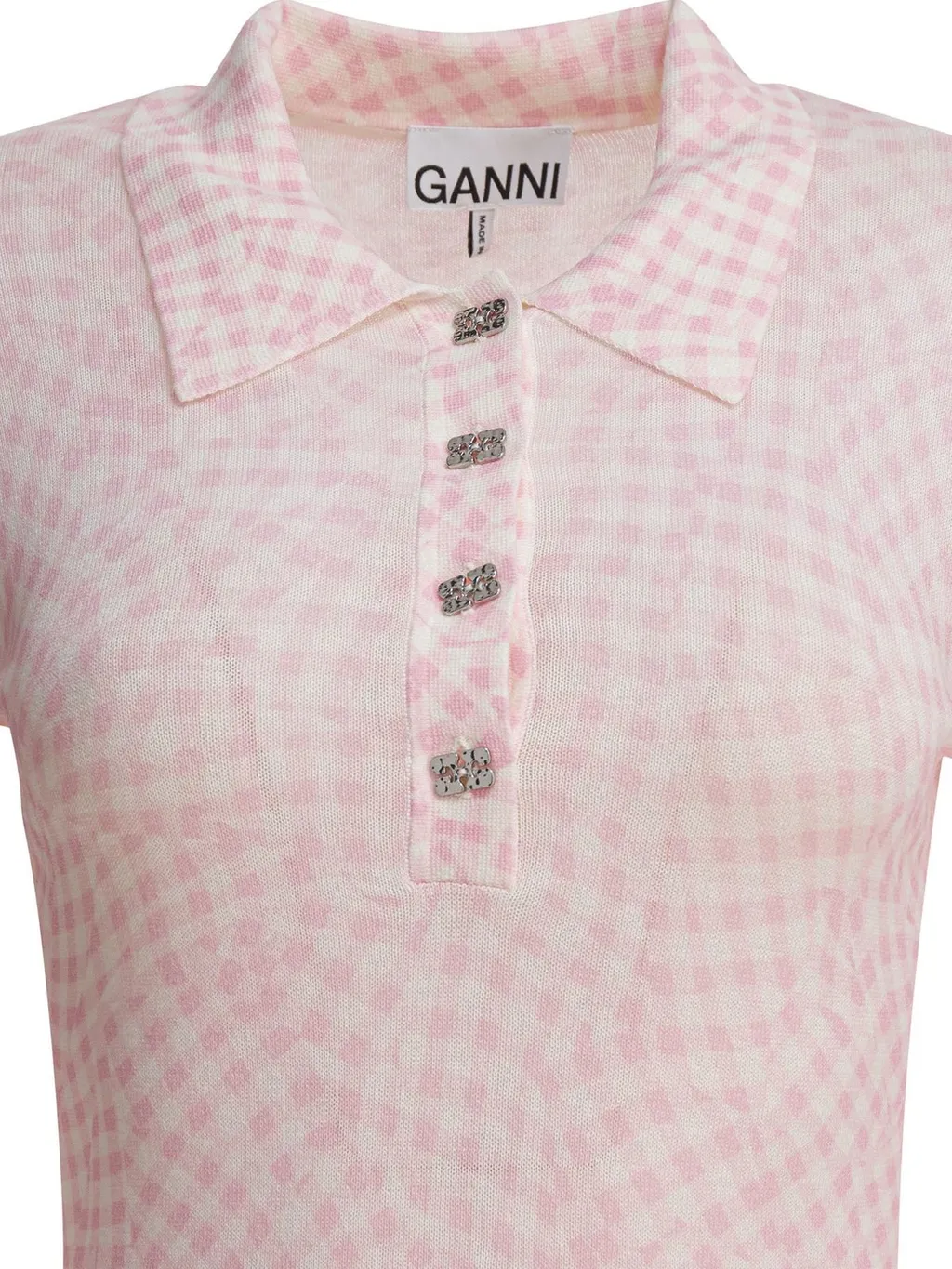 Gingham Knit Polo Shirt