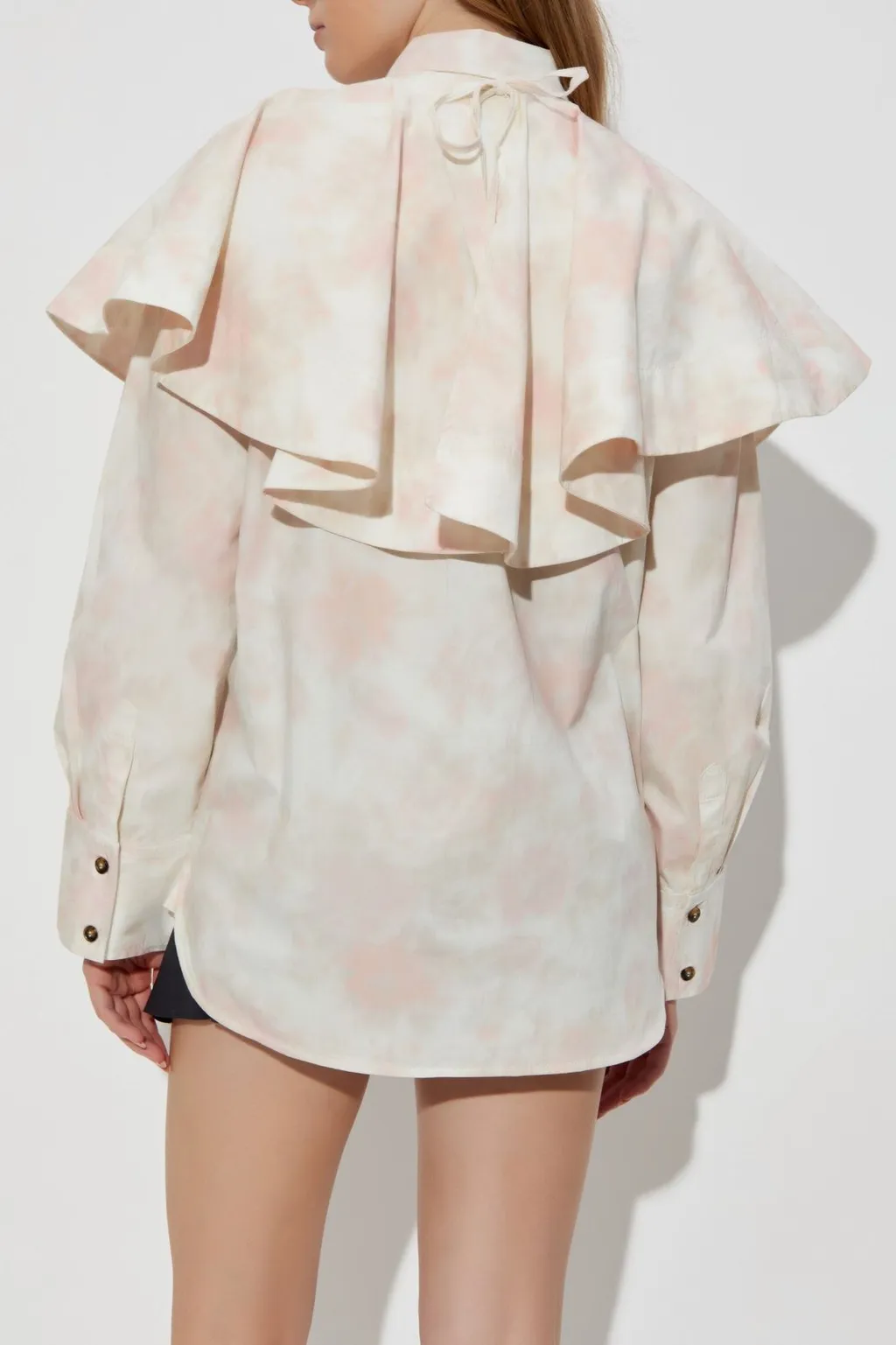 Floral Print Shirt With Cape Detail
