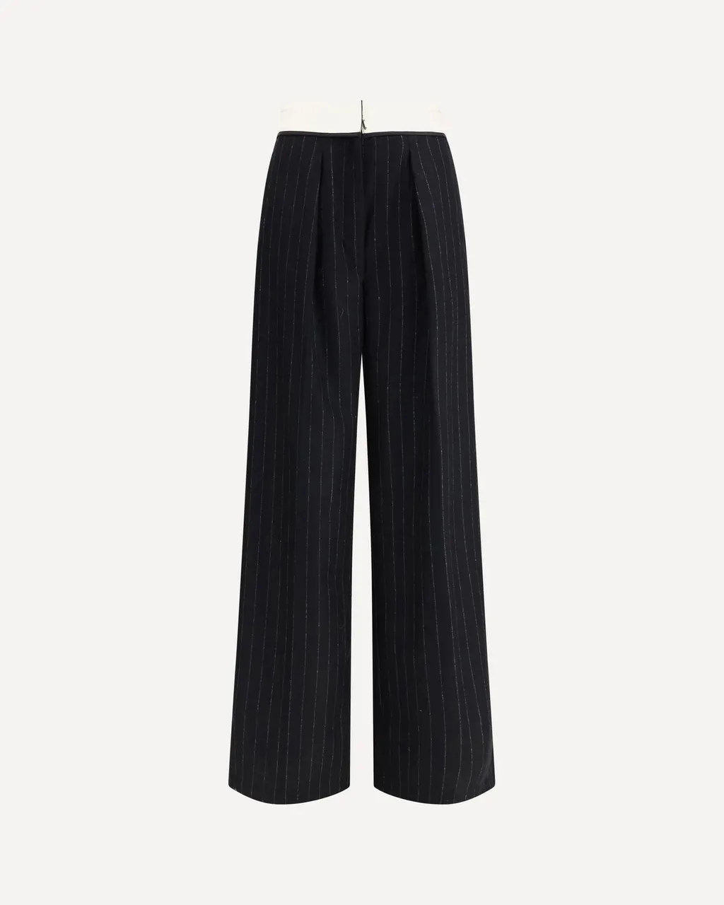 Pinstripe Wide-Leg Trousers