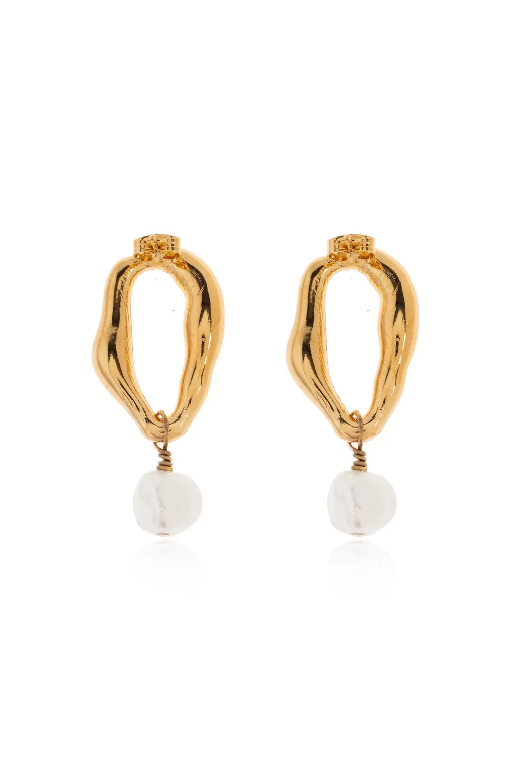 Asymmetric Drop Earrings With Pearl