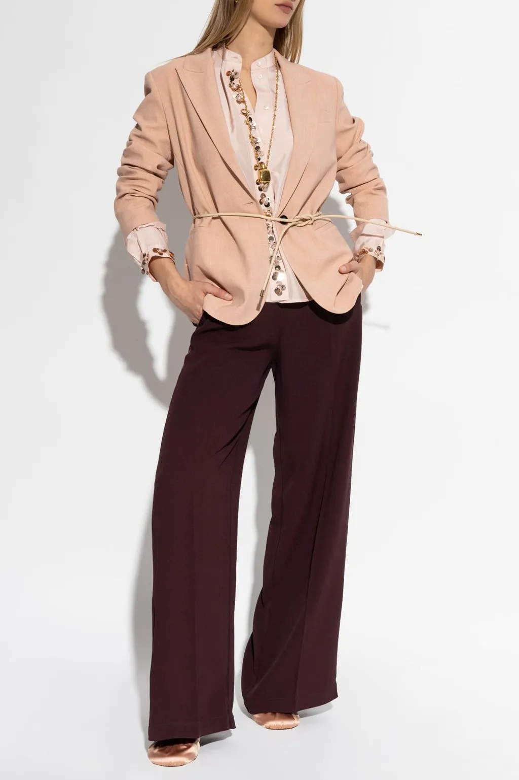 Single-Breasted Blazer With Belt