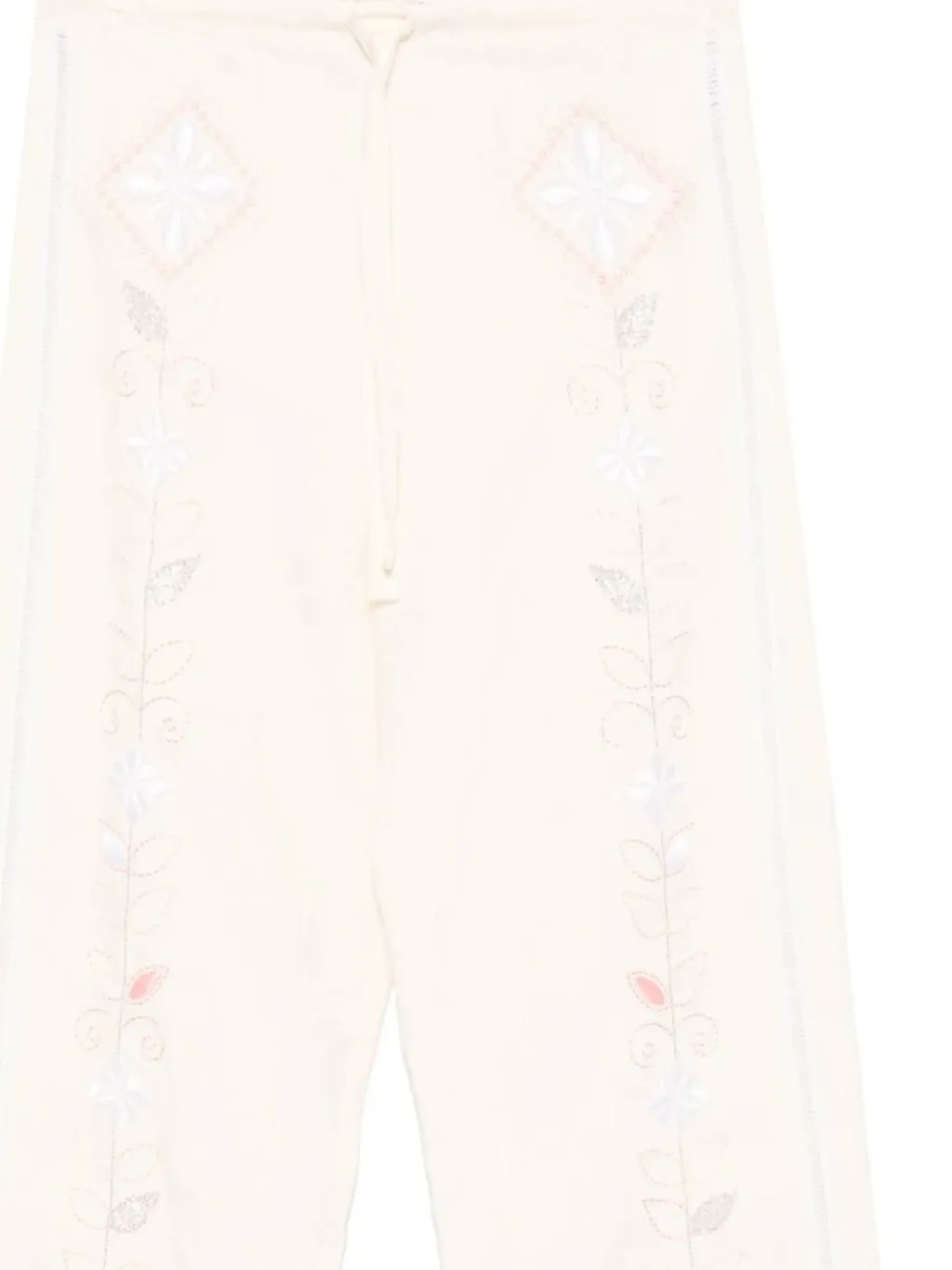 Embroidered Wide-Leg Pants