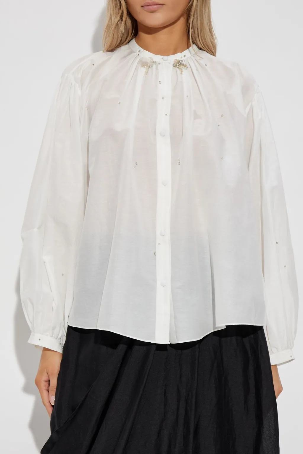 Blouse With Rhinestone Embellishments