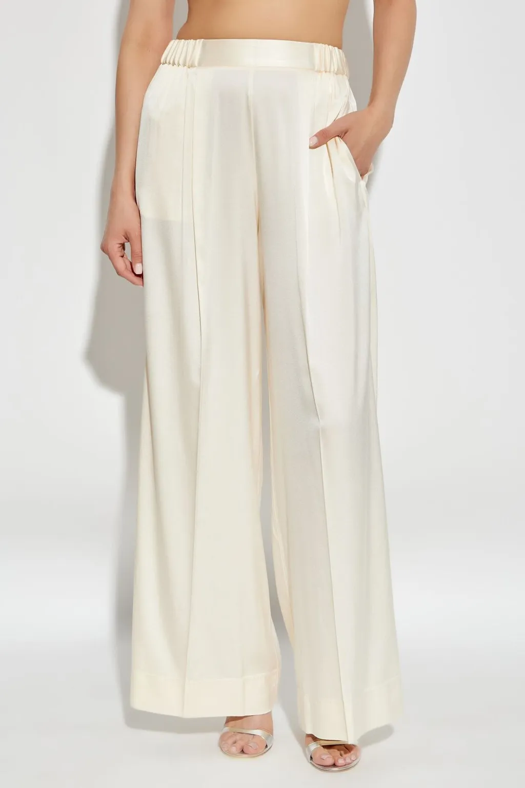 Wide-Leg Satin Trousers