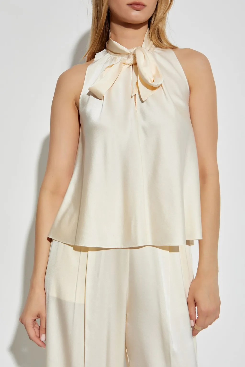 Satin Halter Top With Bow