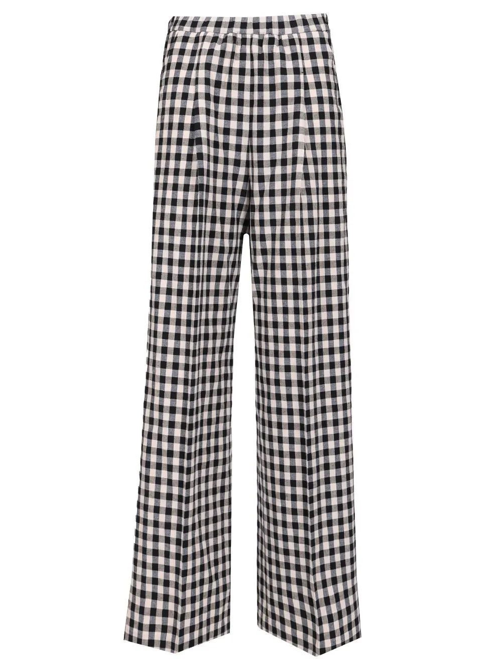 Wide-Leg Checked Trousers