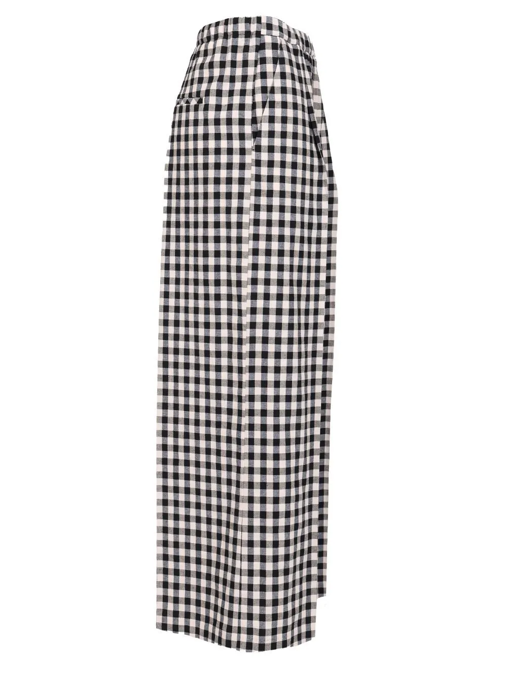 Wide-Leg Checked Trousers