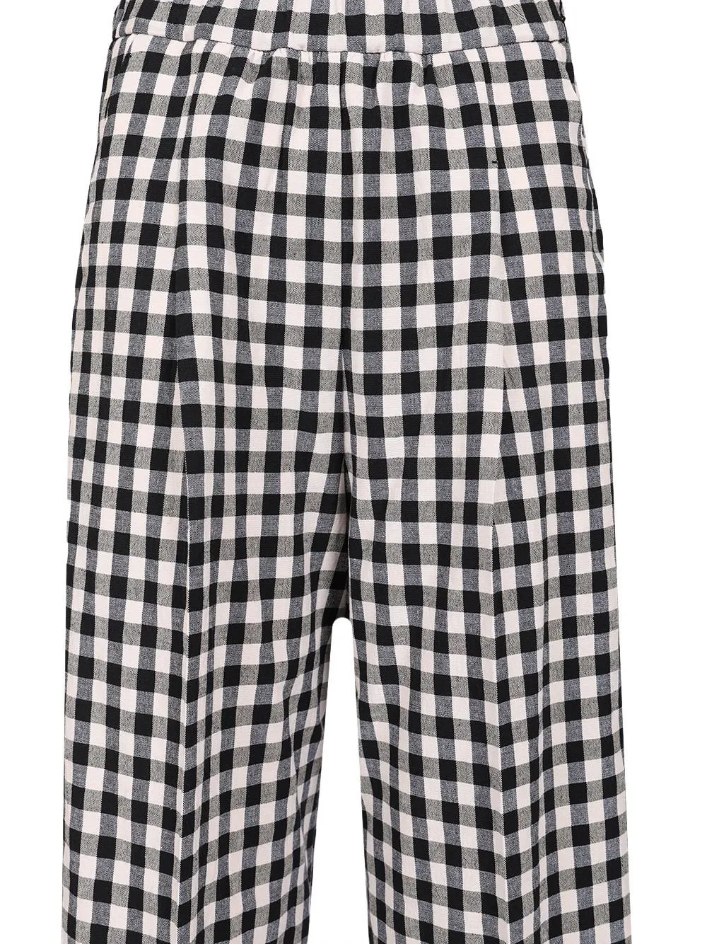 Wide-Leg Checked Trousers