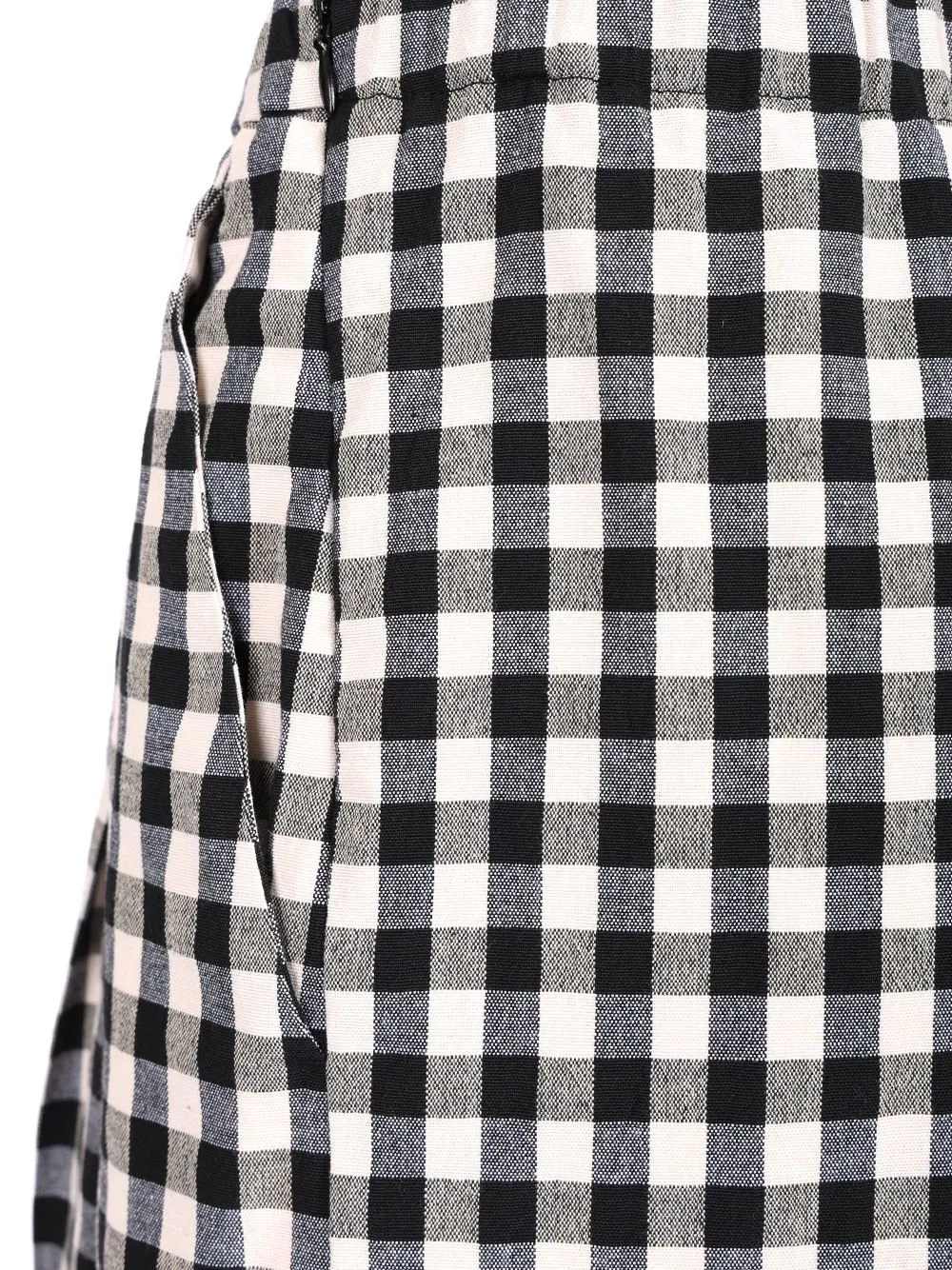 Wide-Leg Checked Trousers