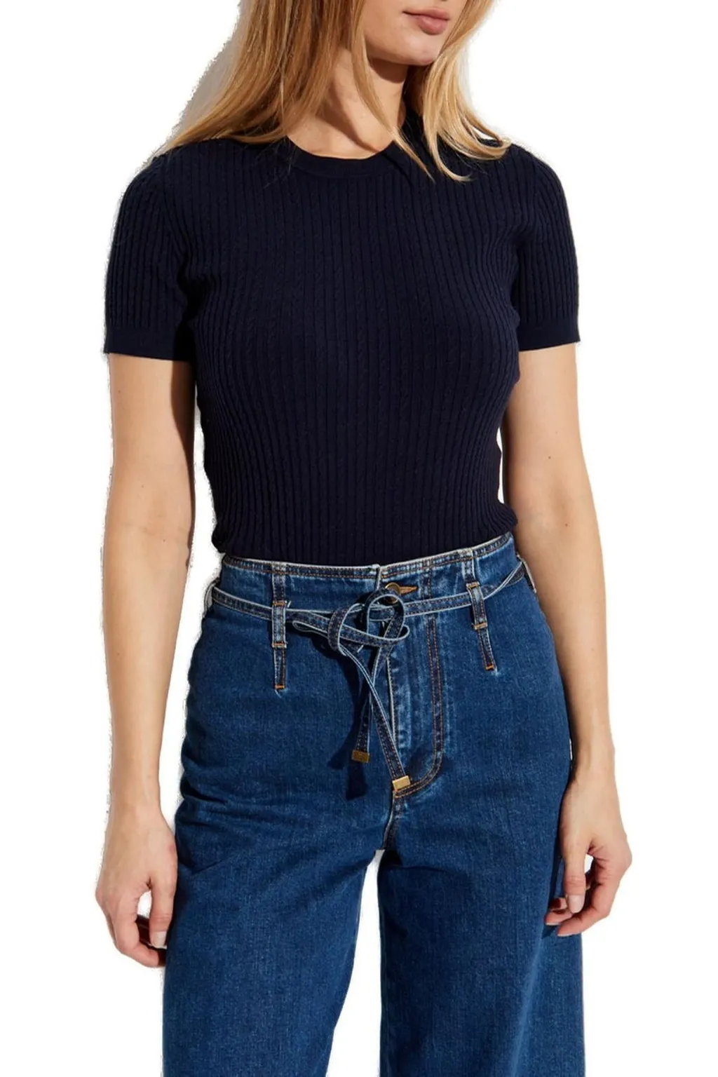 Cable Knit Short Sleeve Top