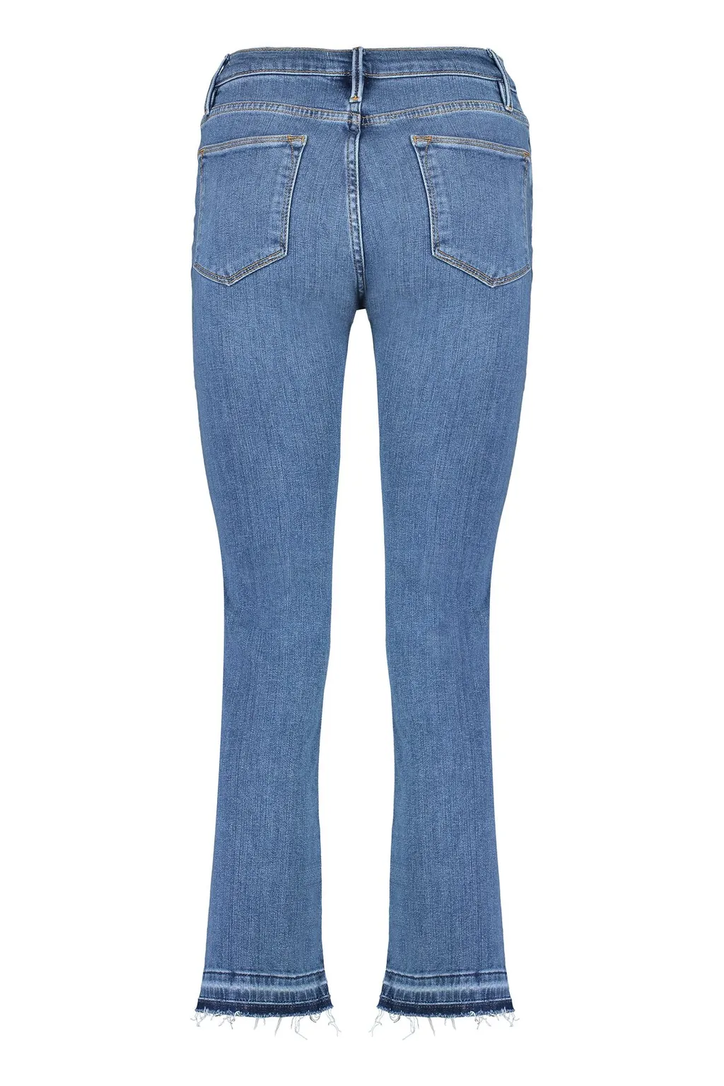 High-Rise Straight Leg Jeans With Frayed Hem
