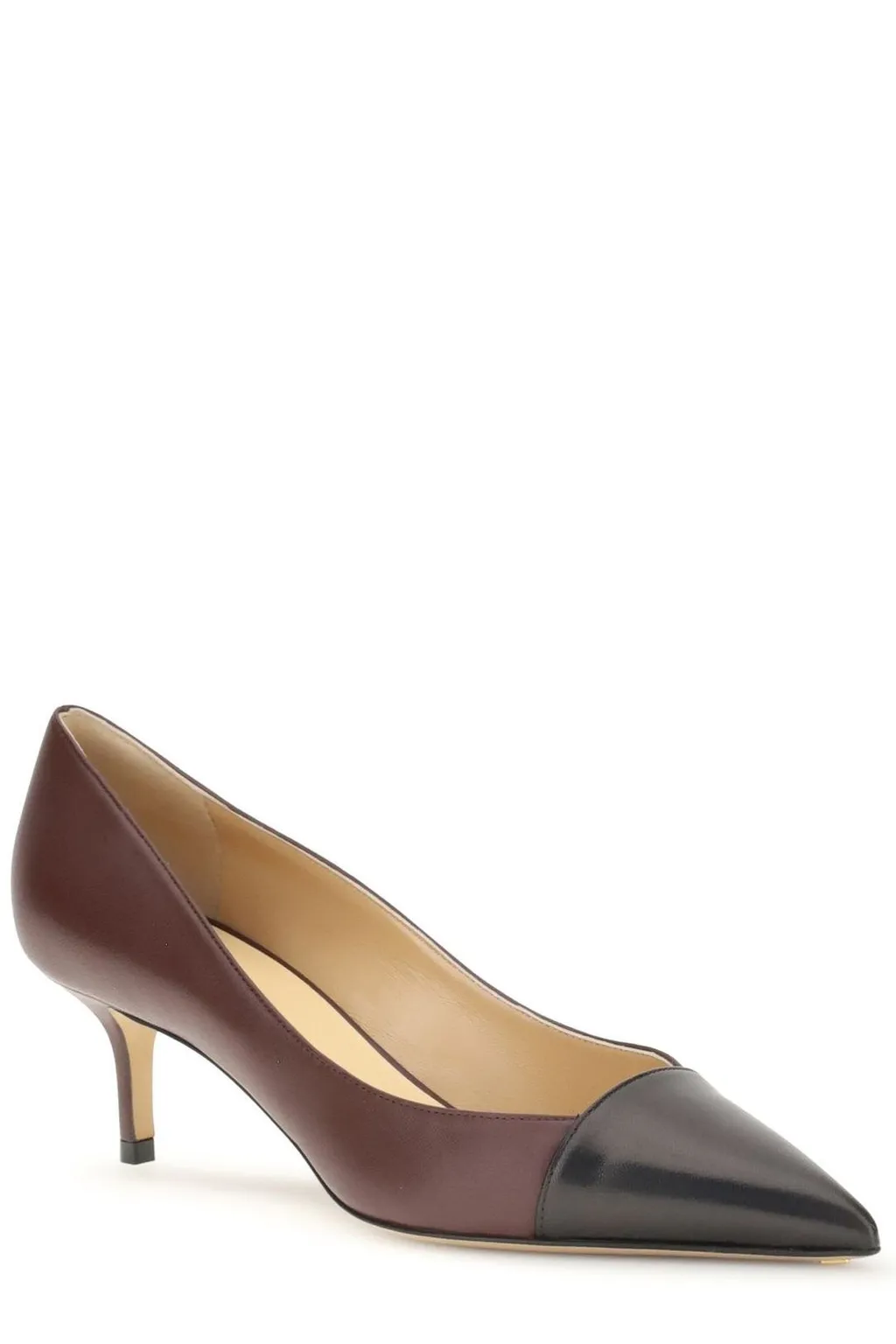 Two-Tone Pointed Toe Kitten Heels