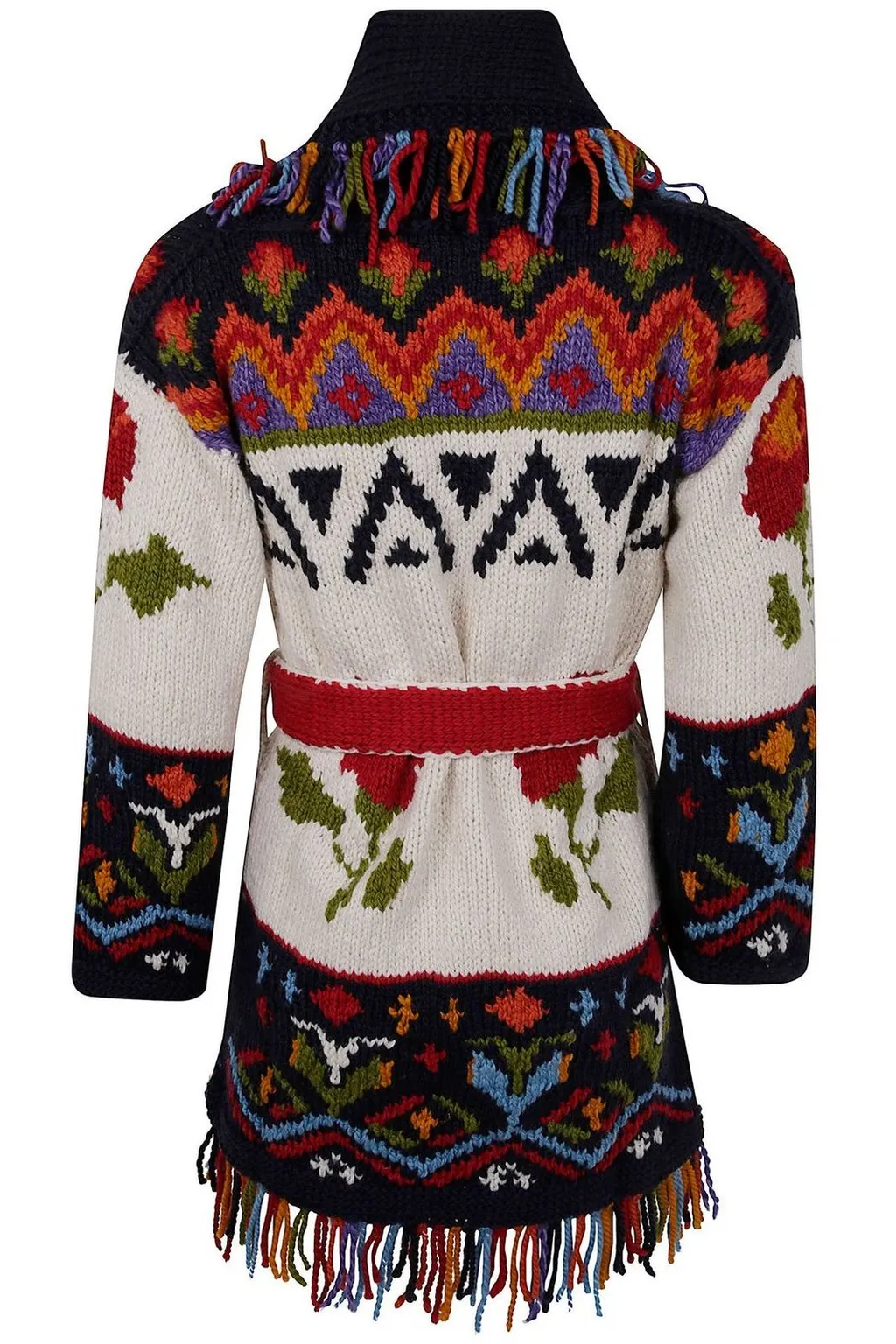 Cardigan With Belt And Fringe