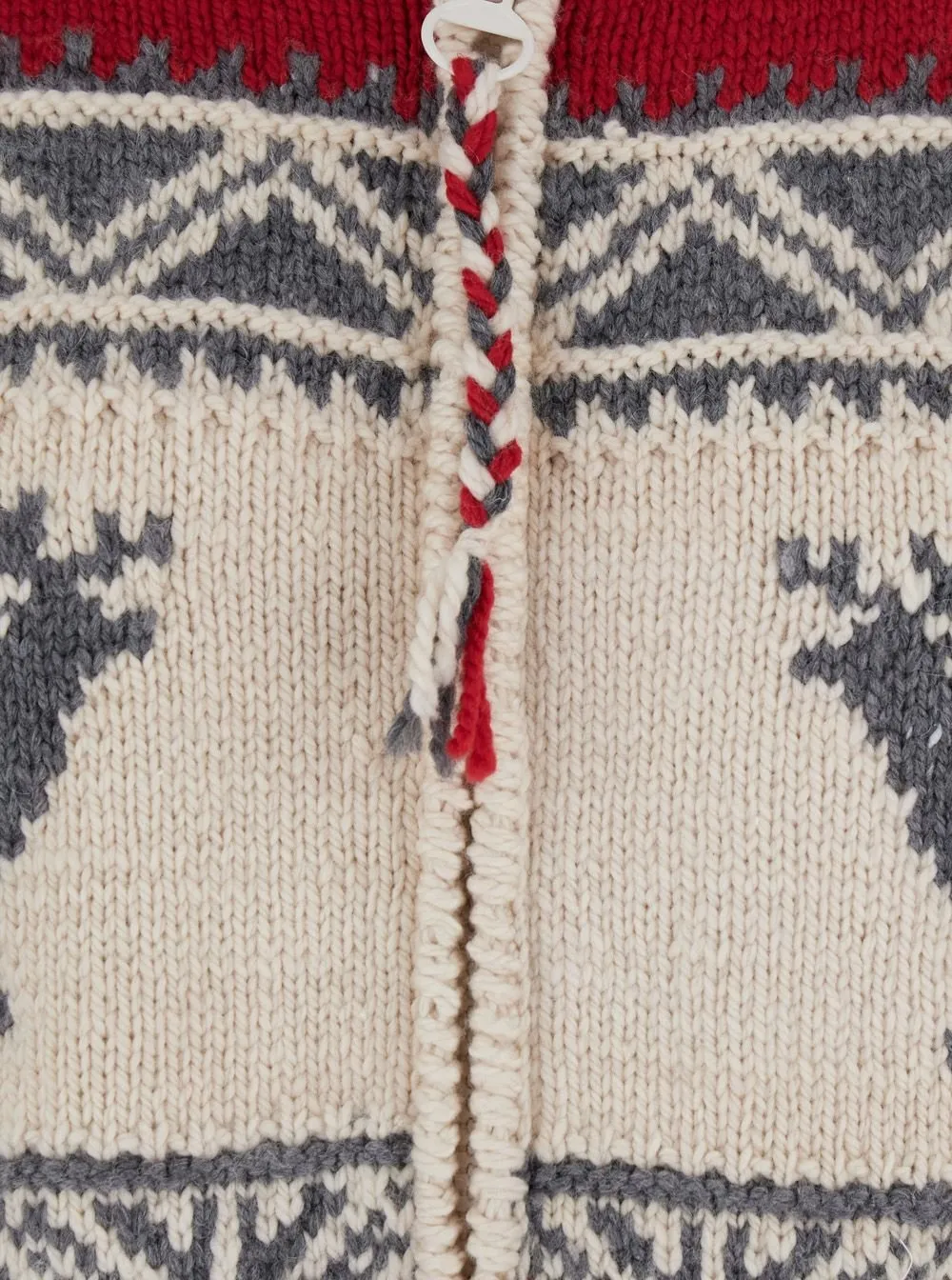 Zip-Up Hooded Cardigan With Reindeer Pattern
