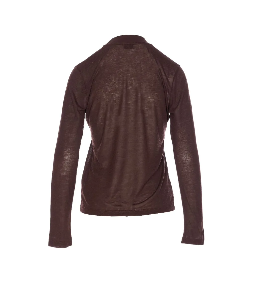 Mock Neck Sheer Long Sleeve Top