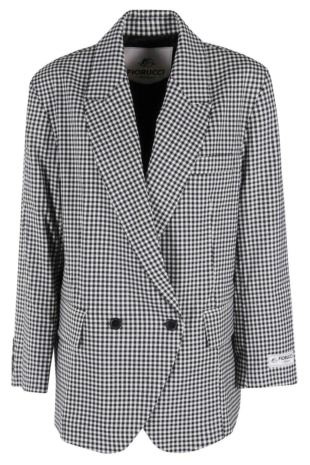 Gingham Check Double-Breasted Blazer