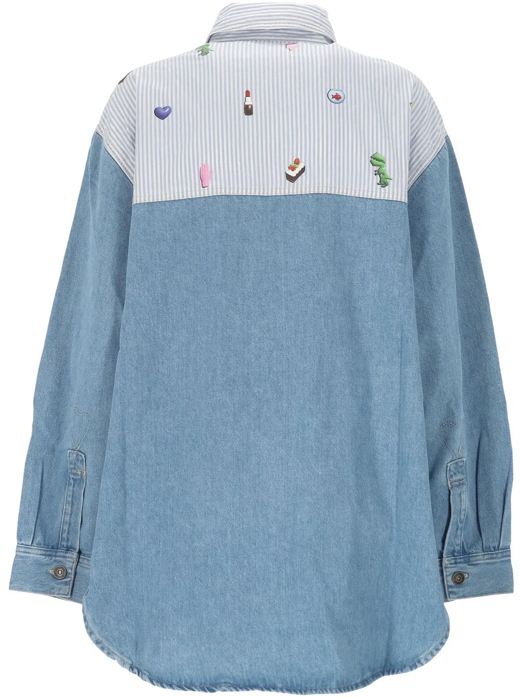 Denim And Striped Shirt With AppliquÉS
