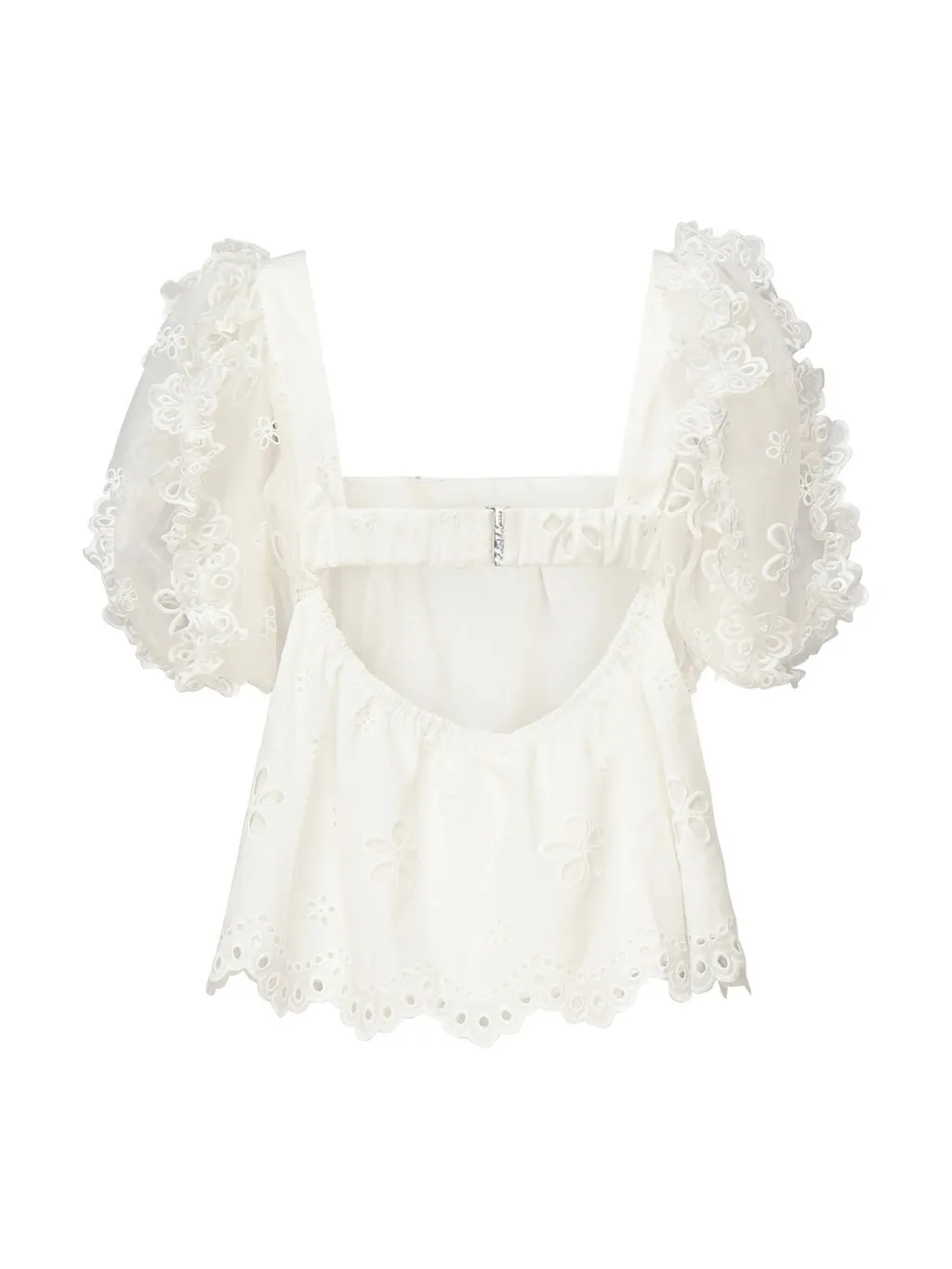 Square Neck Puff Sleeve Broderie Anglaise Top