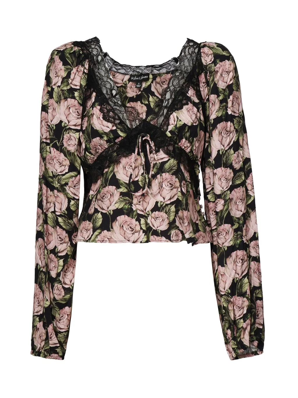 Floral Print Lace Trim Top