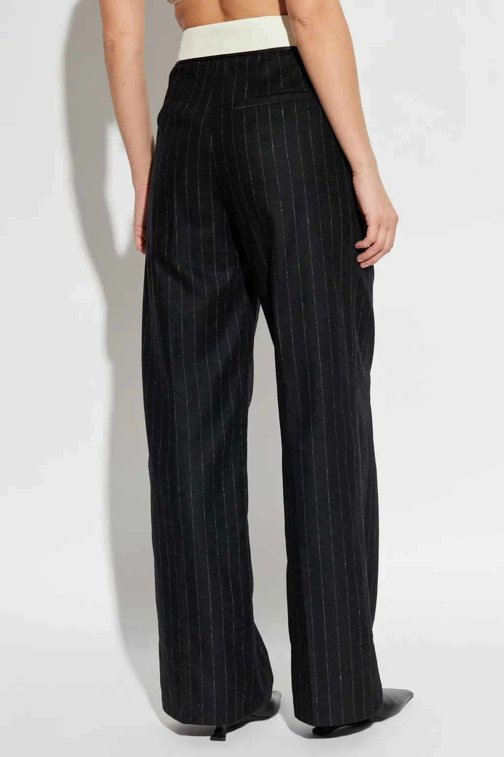 Pinstripe Wide-Leg Trousers