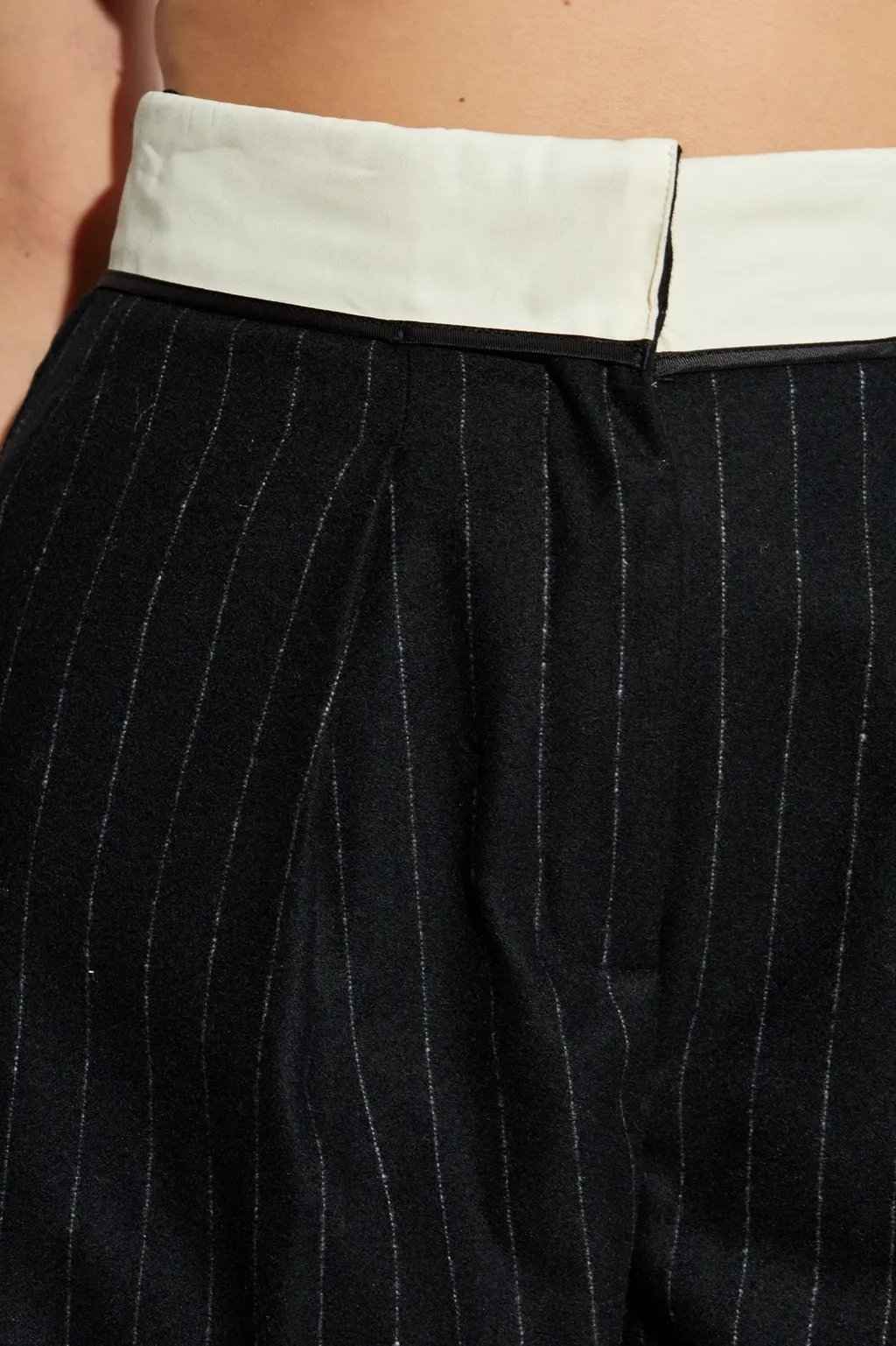Pinstripe Wide-Leg Trousers