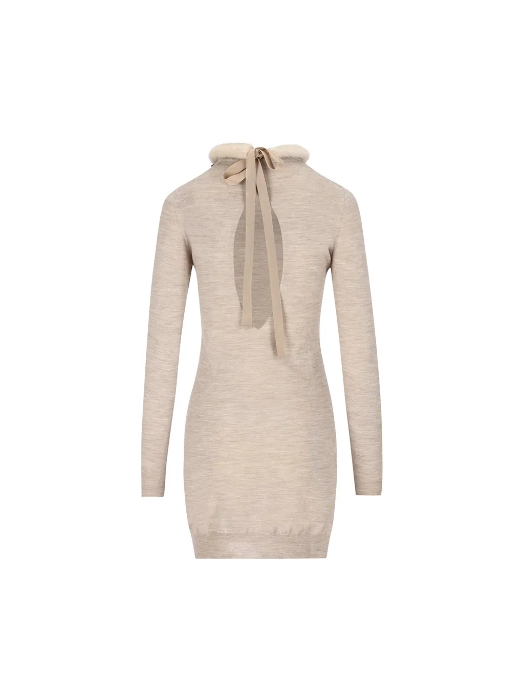 Turtleneck Dress With Fur Trim