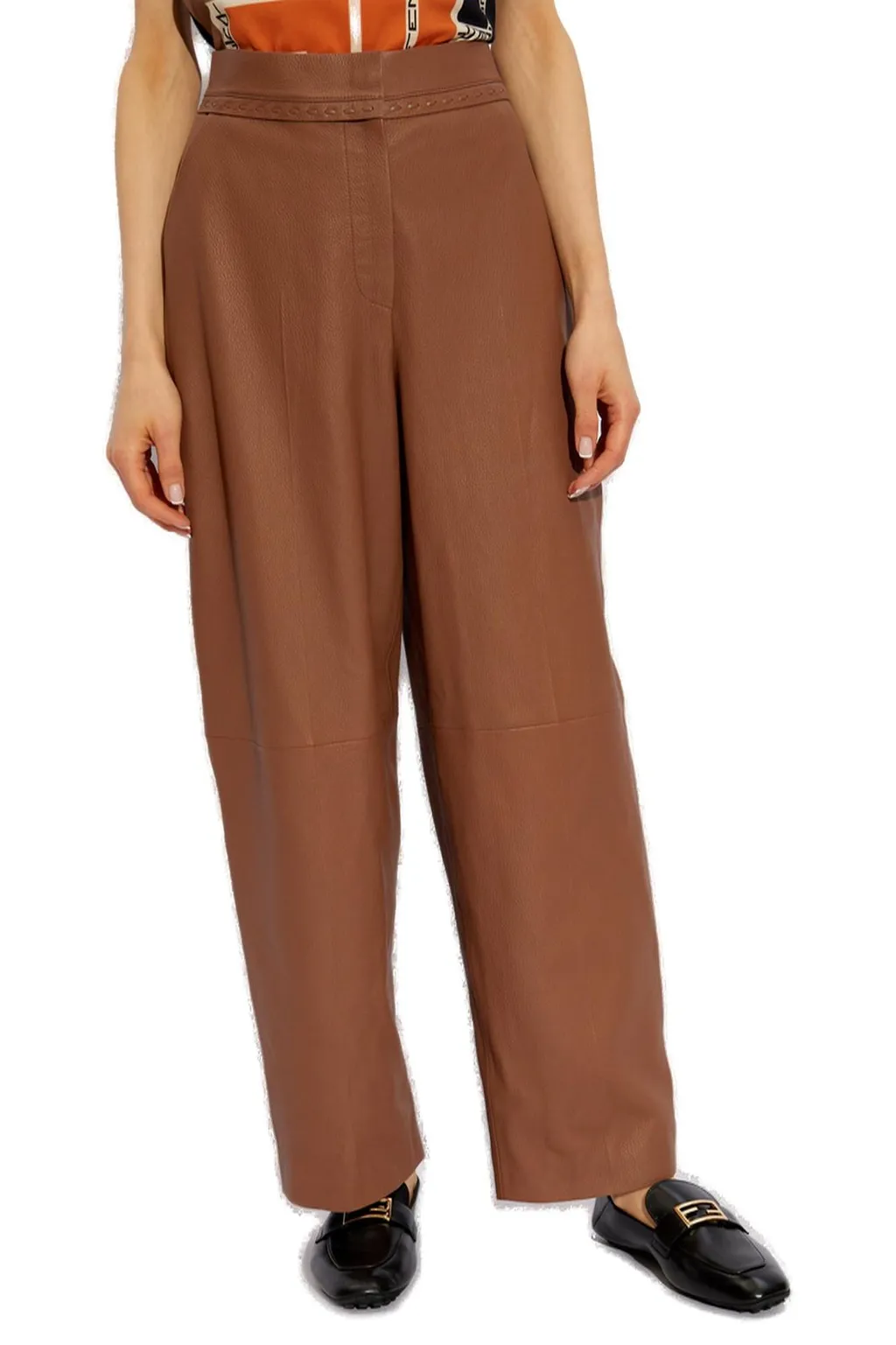 High-Waisted Leather Trousers
