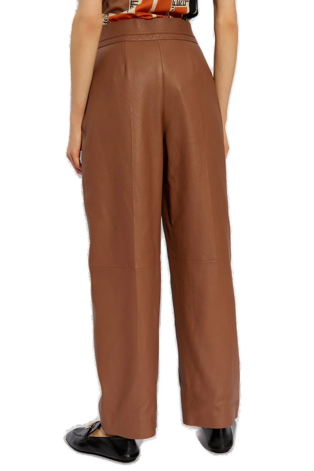 High-Waisted Leather Trousers