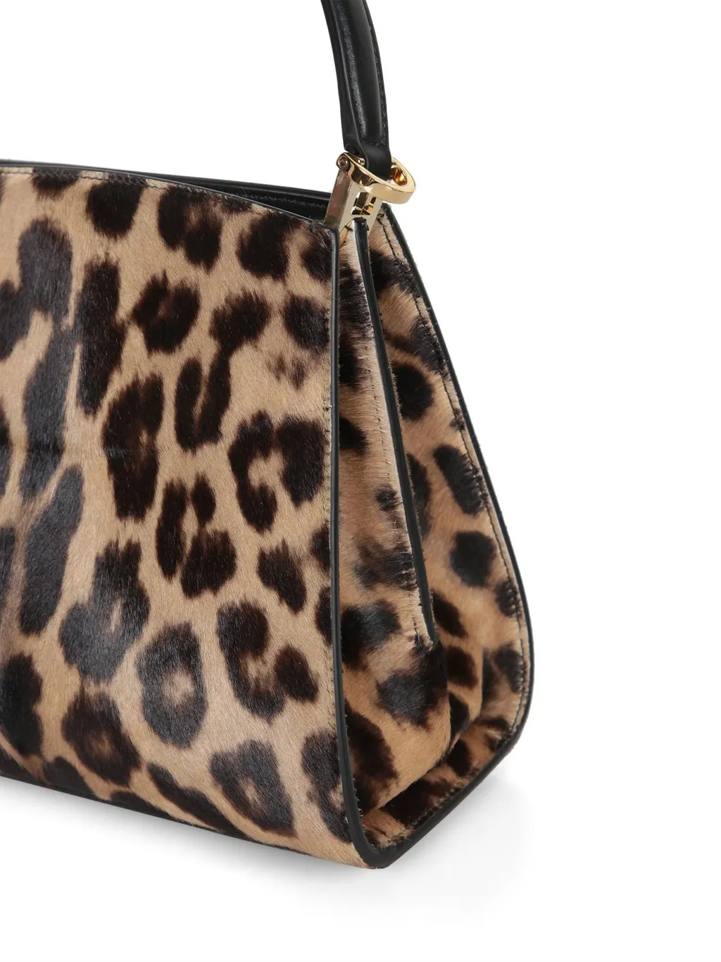 Leopard Print Calf Hair Top Handle Bag