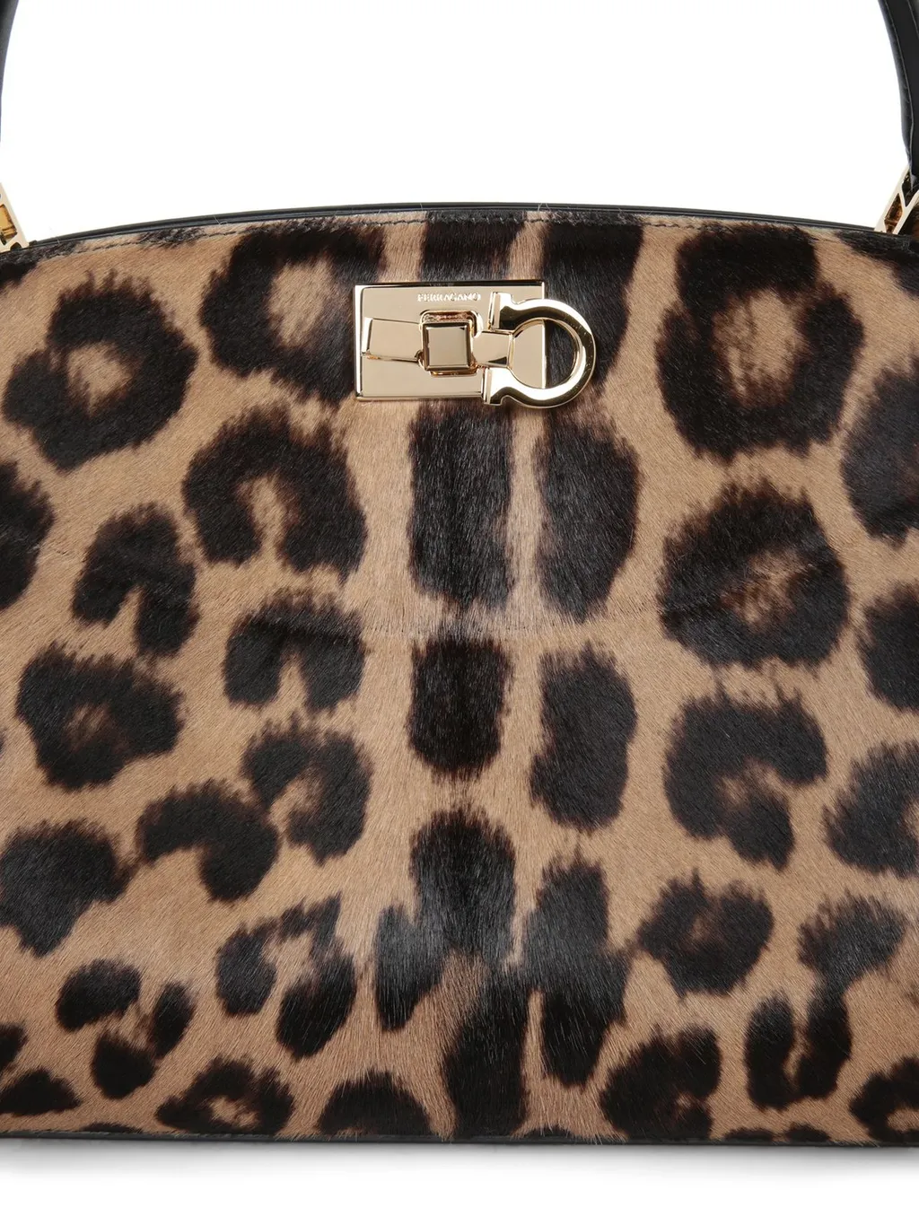 Leopard Print Calf Hair Top Handle Bag