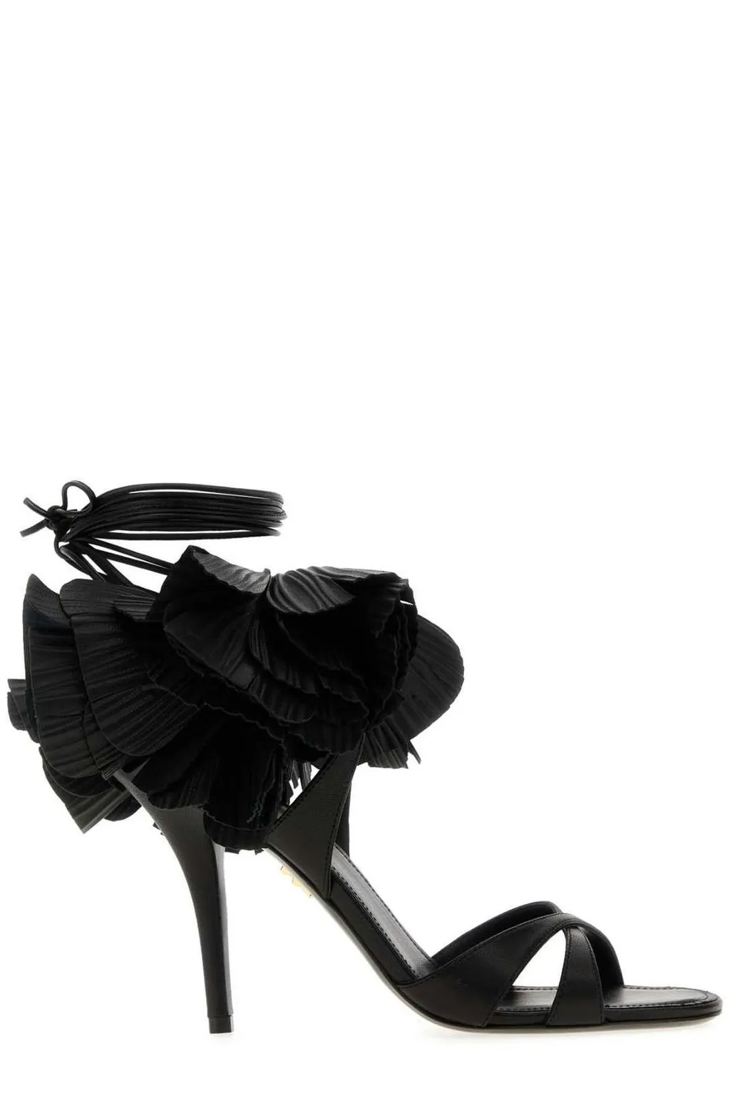 Sandals With Ruffled Flower Detail