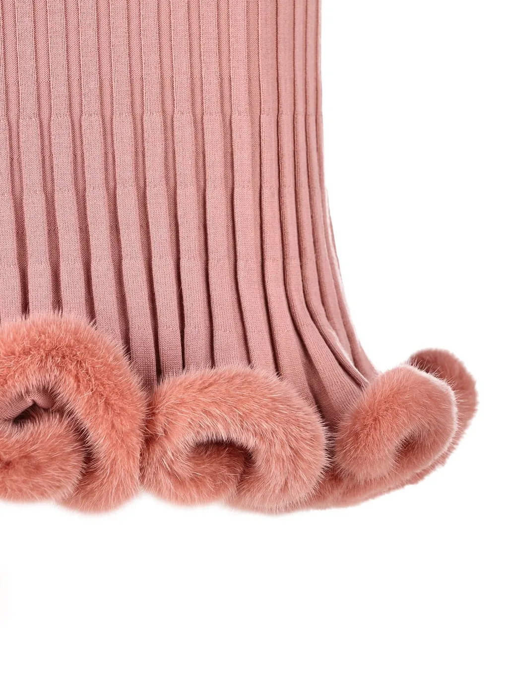 Ribbed Knit Dress With Fur Trim