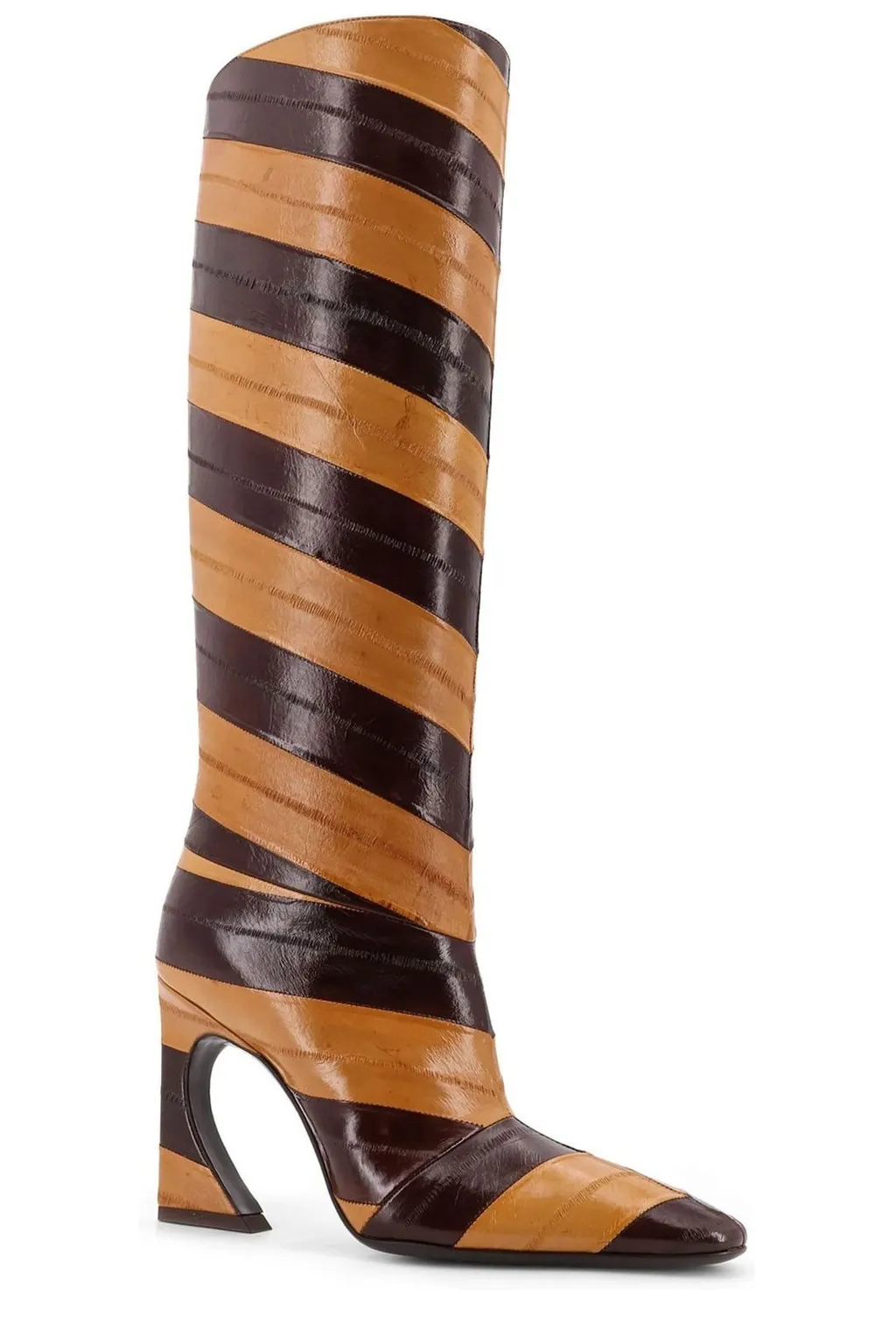 Striped Knee-High Boots