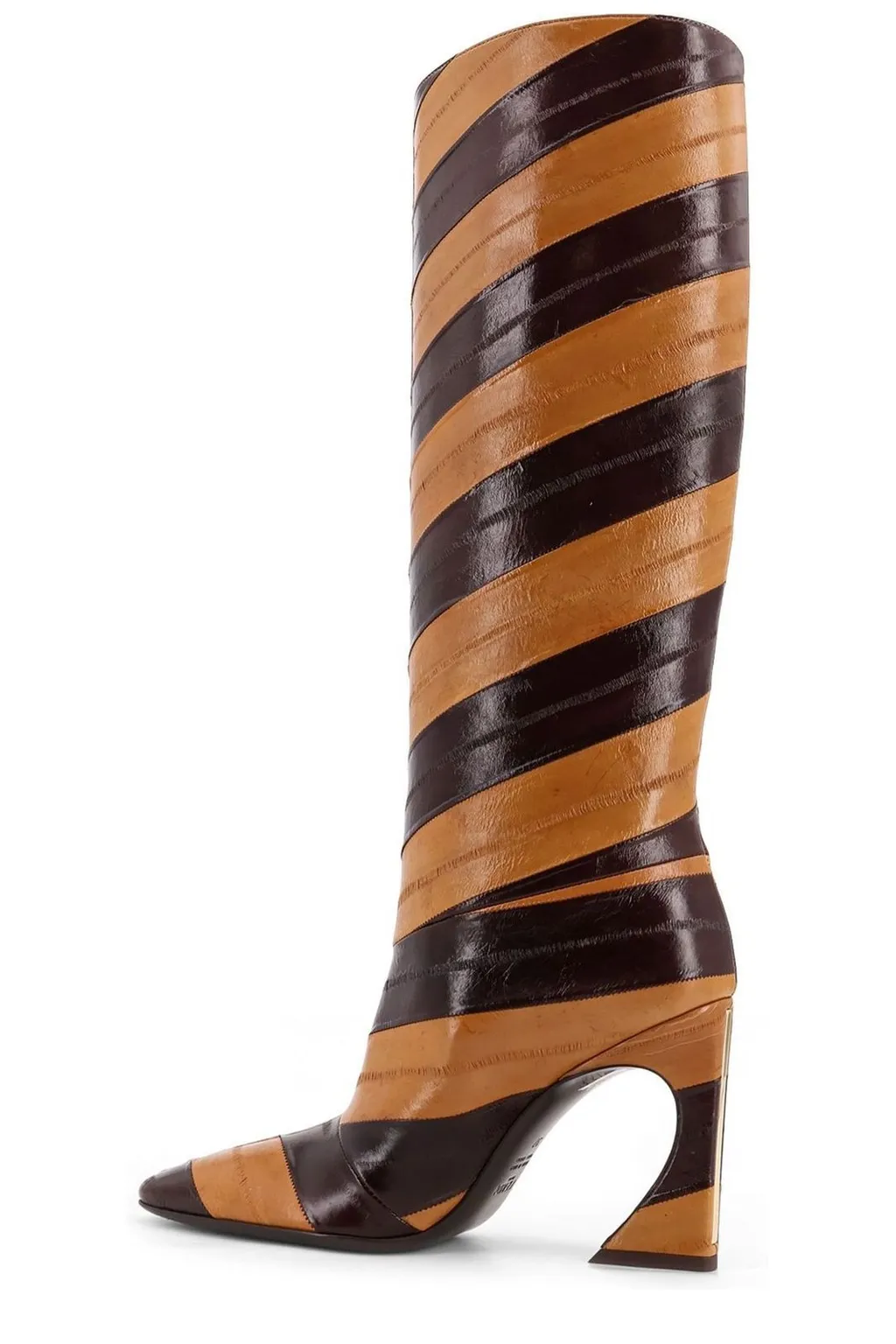 Striped Knee-High Boots